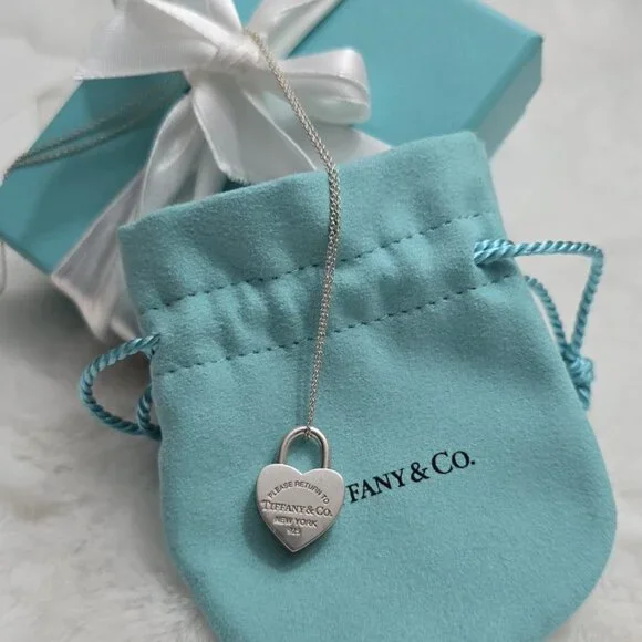 Tiffany & Co. Heart Lock Necklace On 16" Chain - Picture 1 of 5